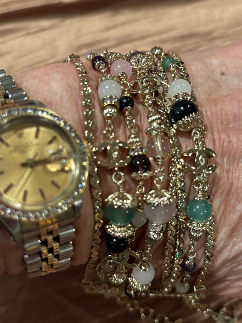 Authentic Chanel Multicolor Beaded Chain Bracelet - Picture 4 of 12